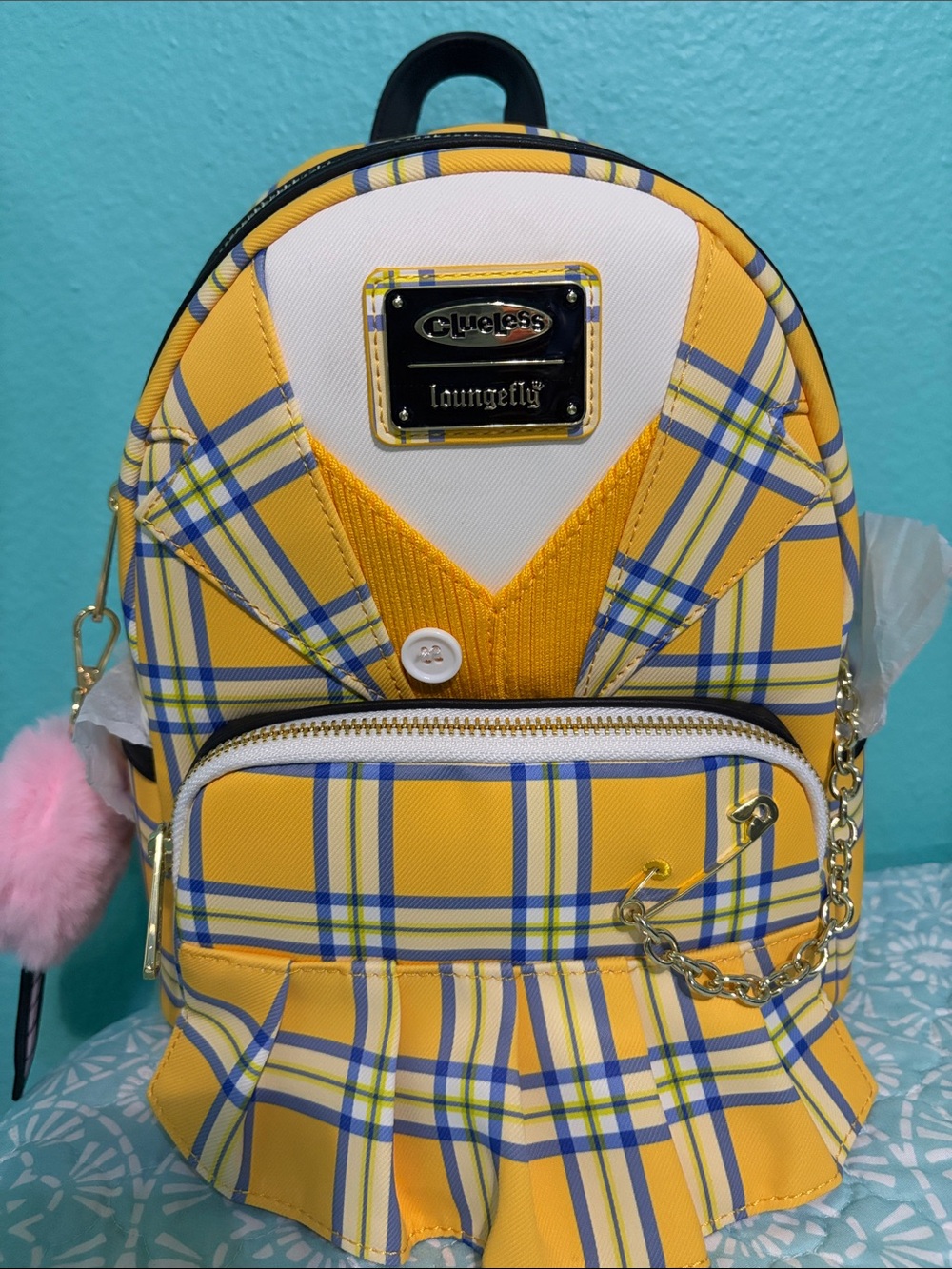 Loungefly Clueless Yellow Plaid Backpack 30th Anniversary Cher Cosplay “As If”